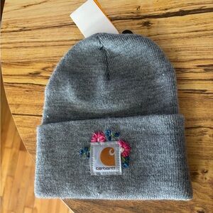 Carhartt Gray Beanie with Floral Design